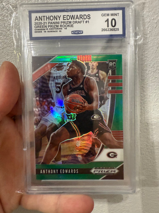 Anthony Edwards 2021-2022  Panini Prizm Draft #1 
Green Prizm Rookie PSA 10