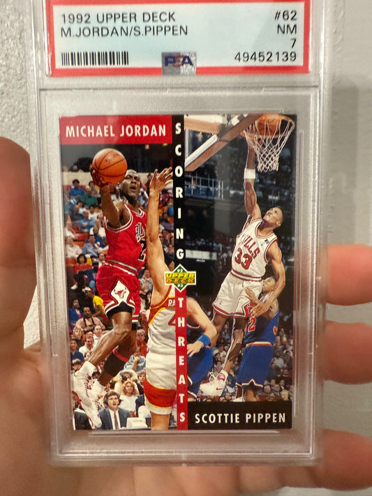 Michael Jordan / Scottie Pippen 1992 Upper Deck #62 PSA 7